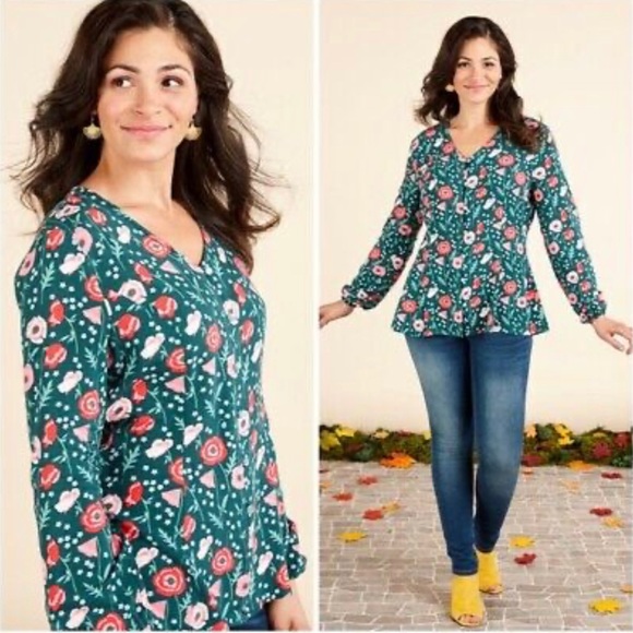 Matilda Jane Yesteryear Green Floral Tunic Top - Picture 1 of 6